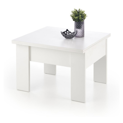 Rozkládací konferenční stolek SERAFIN –⁠ 80x80x53 (+80), dřevo, bílá