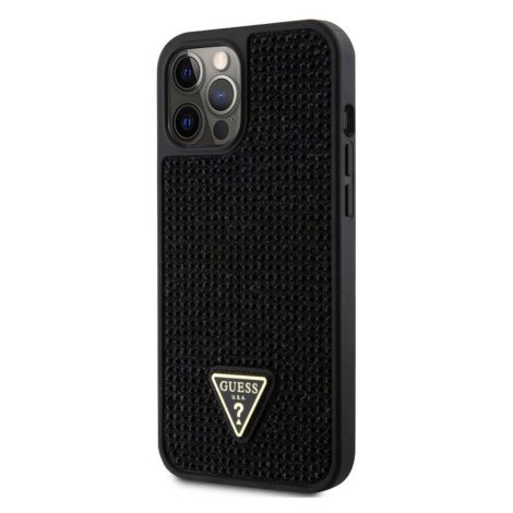 Pouzdro Guess Rhinestones Triangle Metal Logo kryt pro Apple iPhone 12 PRO MAX Black