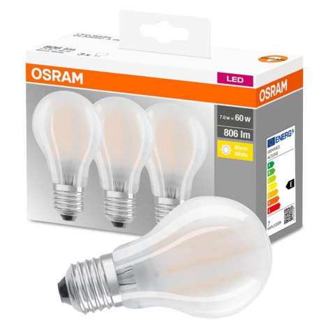 3PAK LED žárovka LED E27 A60 7W = 60W 806lm 2700K Teplá 300° Filament OSRAM Base