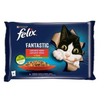 Felix Fantastic s kuřetem a rajčaty, s hovězím a mrkví v želé 4 x 85 g