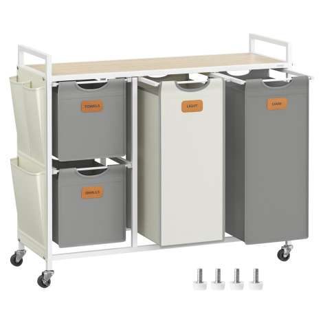 SONGMICS Koš na prádlo Vasagle Males 150 l hnědý/šedý/krémový