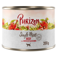 Purizon konzervy, 6 x 200 / 6 x 400 g - 15 % sleva -Single Meat hovězí s květy ibišku (6 x 200 g