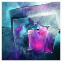 Ilustrace another moment on another day - pink and turquoise, Annette Schmucker, (40 x 40 cm)
