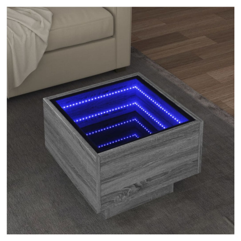 vidaXL Odkládací stolek s LED šedý sonoma 40x40x30 cm kompozitní dřevo