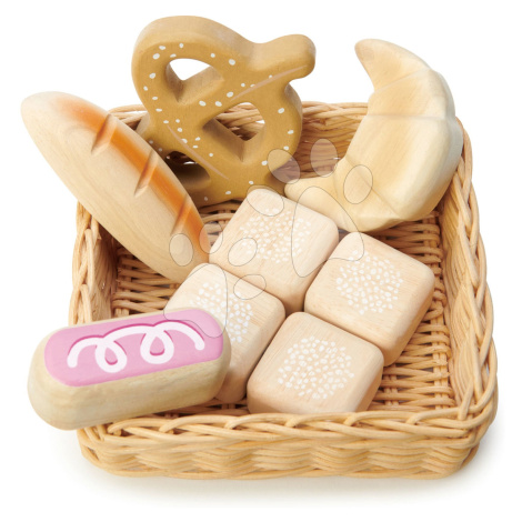 Dřevěný košík s pekařskými výrobky Bread Basket Tender Leaf Toys chléb a rohlíky