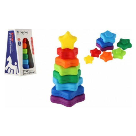Věž/Pyramida hvězda barevná stohovací skládačka 8ks plast Teddies