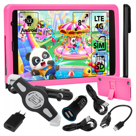 Tablet 8 4G Lte 4GB 64GB Růžový Wifi Android Pouzdro Nabíječka Kabel Sada