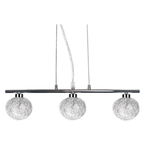 Závěsná lampa s chromovaným skleněným stínidlem a opleteným 3x40W koule CANDELLUX