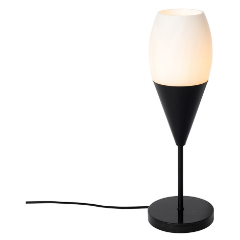 Moderní stolní lampa černá s opálovým sklem - Drop QAZQA
