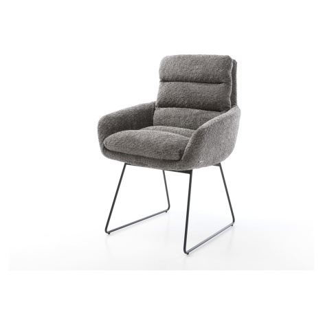 DELIFE Jídelní židle Abelia-Flex s područkami bouclé šedá tenká podnož černá