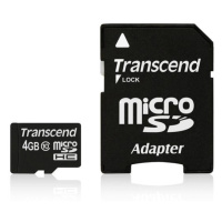 TRANSCEND MicroSDHC karta 4GB Class 10 + adaptér