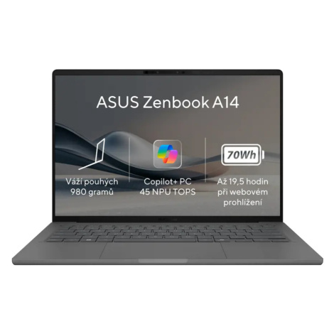 ASUS Zenbook A14/UX3407QA-OLED267W/SD-X1-26-100/14"/WUXGA/16GB/512GB SSD/Adreno/W11H/Gray/2R