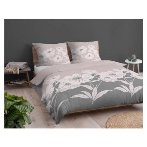 Flanelové povlečení – růžové s květinovým motivem 3 časti: 1ks 220x200 + 2ks 70x80