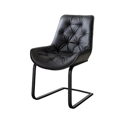 DELIFE Jídelní židle Taimi-Flex černá pravá kůže konzolová podnož plochá černá