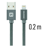 Datový kabel Swissten Textile USB Lightning 0,2 M, grey