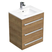 Koupelnová skříňka s umyvadlem SAT Cube Way 60x71x46 cm dub Hickory CUBE46603DHMOD