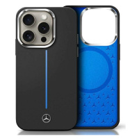 Pouzdro Pro Iphone 16 6.1 Mercedes Silicone Blue Stripe Magsafe Černé Case