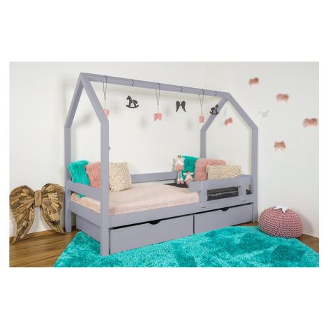 Vyspimese.CZ Dětská postel Ariel se zábranou-dva šuplíky Rozměr: 80x160 cm, Barva: šedá