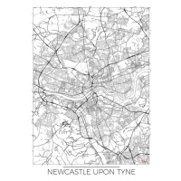 Mapa Newcastle Upon Tyne, Hubert Roguski, 30x40 cm