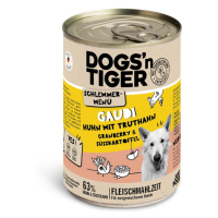 Dogs'n Tiger gurmánské menu pro psy 6 ks (6 x 400 g) - kuřecí s krocaním, brusinkami a batáty