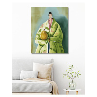 Obrazy na stěnu - Japonská žena s hruškou Rozměr: 40x50 cm, Rámování: vypnuté plátno na rám