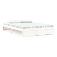 Rám postele bílý masivní dřevo 160 × 200 cm, 814960