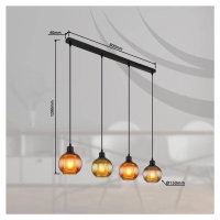 Globo Závěsná lampa Zumba, zelená/bronzová/benzínová, 90 cm, 4 světla, sklo