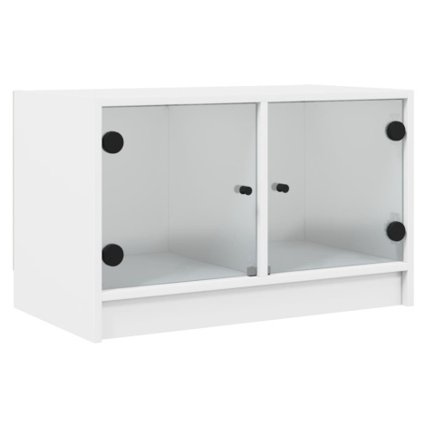 vidaXL TV skříňka se skleněnými dvířky bílá 68x37x42 cm