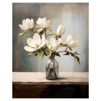 Obrazy na stěnu - Elegance bílých magnolií Rozměr: 40x50 cm, Rámování: vypnuté plátno na rám