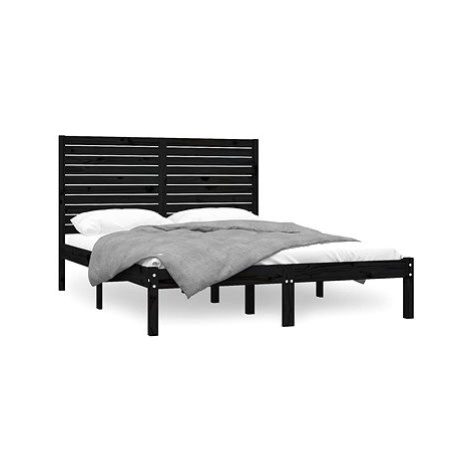 Rám postele černý masivní dřevo 160 × 200 cm, 3104622 SHUMEE