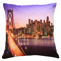 Polštář GOLDEN BRIDGE MyBestHome 40x40cm fototisk 3D motiv newyorského mostu Varianta: Povlak na