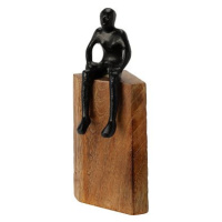 H&L Soška Man strong na dřevěném špalku, černá
