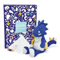 DouDou et Compagnie Paris Doudou Plyšový dinosaurus s dečkou 25 cm modrý