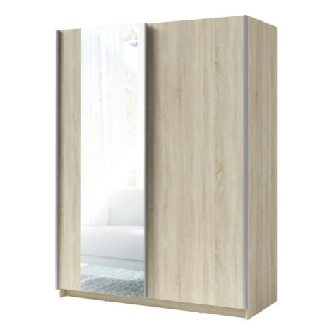 Šatní skříň se zrcadlem SPLIT dub sonoma, šířka 180 cm