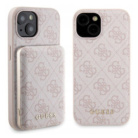 Set Guess pro iPhone 15, pouzdro Powerbanka 5000mAh MagSafe růžová