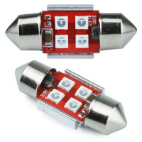 Auto LED žárovka C5W 4 SMD 3535 CAN BUS modrá 31 mm