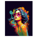 Obrazy na stěnu - Žena s cigaretou v růžových brýlých Rozměr: 40x50 cm, Rámování: bez rámu a bez