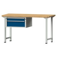 ANKE Dílenský stůl s rámovou konstrukcí, 2 zásuvky, šířka 1500 mm, bukový masiv
