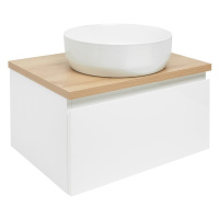 Koupelnová skříňka s dubovou krycí deskou SAT B-Way 59x30x45 cm bílá lesk BWAY60WDOAK