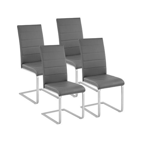 4x Jídelní židle, umělá kůže, šedé tectake