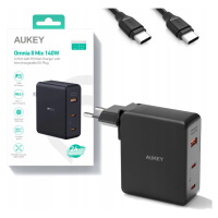 Aukey PA-B7O Omnia II GaN 2xUSB-C 1xUSB-A Pd 3.1 Pps 140W Eu/us/uk kabel