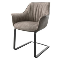 DELIFE Jídelní židle Keila-Flex s područkou taupe vintage konzolová podnož plochá černá