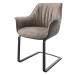 DELIFE Jídelní židle Keila-Flex s područkou taupe vintage konzolová podnož plochá černá
