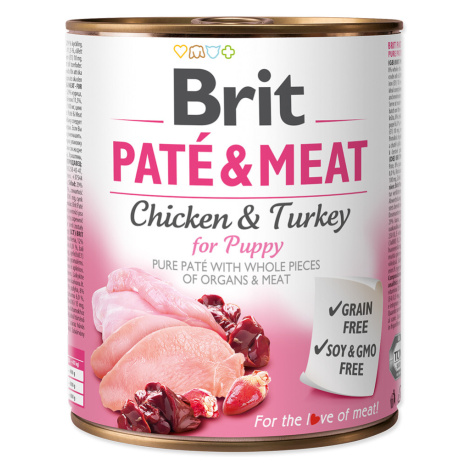 Brit Paté & Meat Puppy 6 x 800 g - kuřecí & krocaní