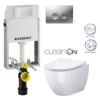 GEBERIT KOMBIFIXBasic vč. matného tlačítka DELTA 25 + WC CERSANIT ZEN CLEANON + SEDÁTKO 110.100.