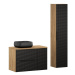 Comad Koupelnová sestava Luxor Black 90 cm s umyvadlem a skříňkami černá/dub olejovaný