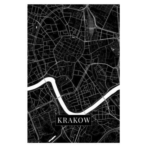 Mapa Krakov black, 26.7x40 cm
