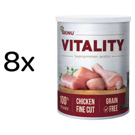 Akinu VITALITY Kuřecí jemně krájené konzerva pro kočky 8 x 400 g