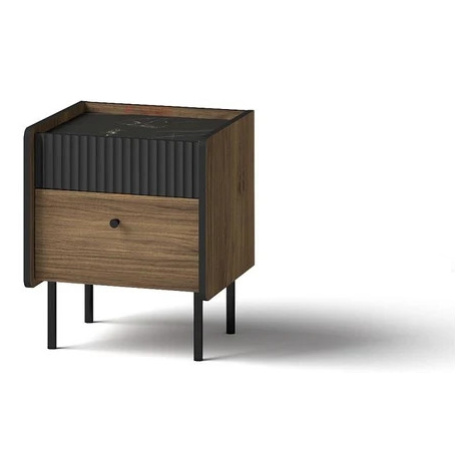 PRIVILEGE P12 noční stolek, dekor ořech warmia / san sebastian / černý mat Dolmar