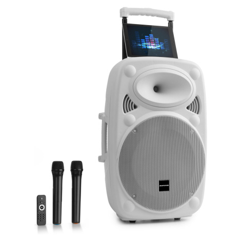 Auna Pro Streetstar 15, mobilní PA systém, 15" (38 cm), 2 x UHF mikrofon, max. 1000 W, bílý